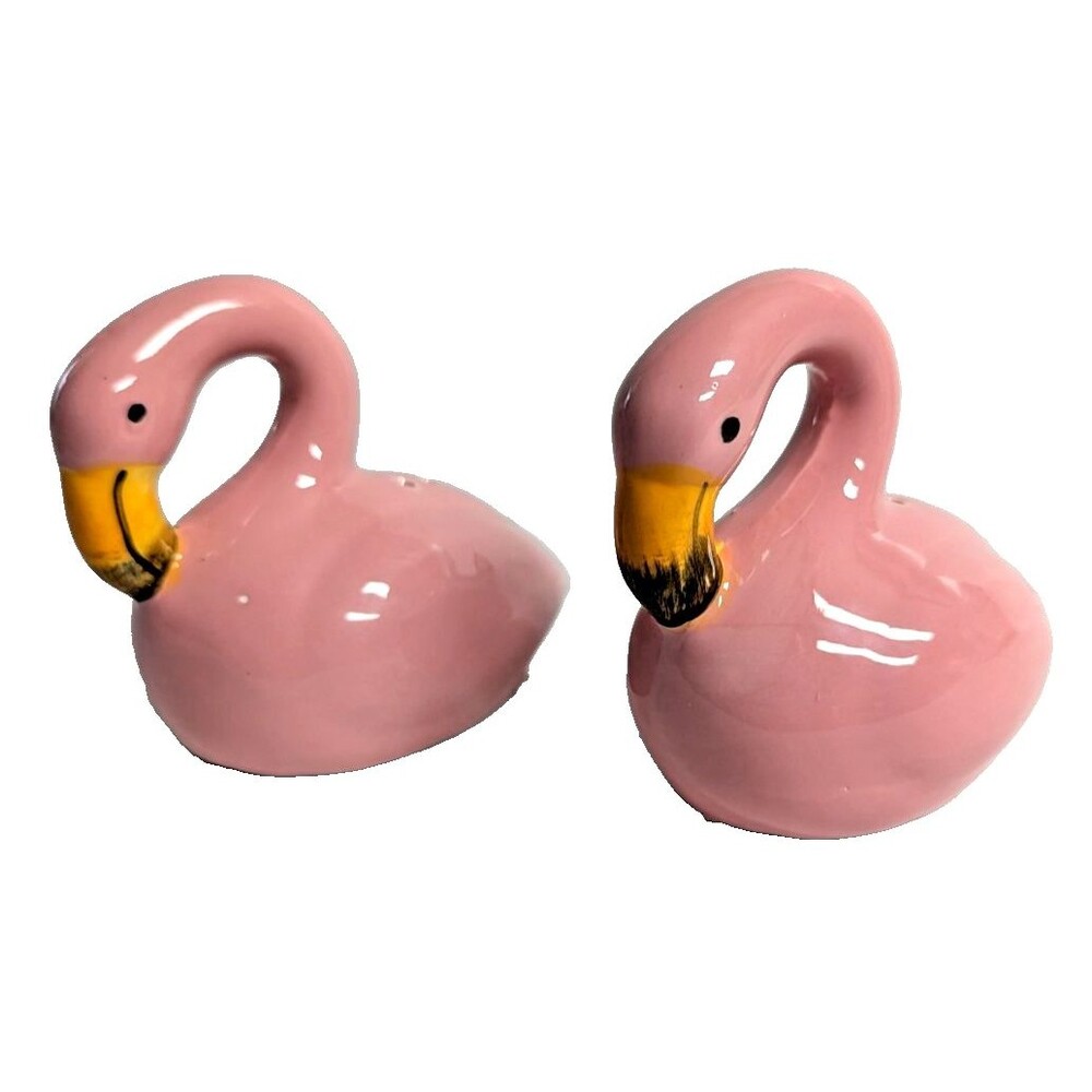 Pink Flamingo Salt and Pepper Shakers Tropical Hand Painted Kitchen Gift NEW